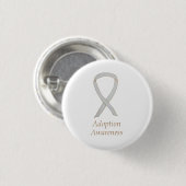 Badge Rond 2,50 Cm Prise de conscience de l'adoption White Ribbon Cus (Devant & derrière)