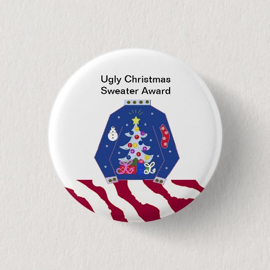 Badge Rond 2,50 Cm Prix du Pull de Noël Laid (Devant)
