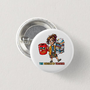 Badge Rond 2,50 Cm Professeur Fatigué Amateur de Café Design Mignon