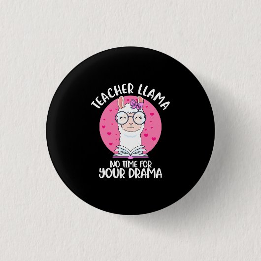 Badge Rond 2,50 Cm Professeur Llama (Devant)
