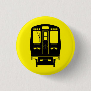 Badge Rond 2,50 Cm Profil de Black Chicago "L" sur Arrière - plan jau