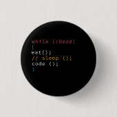Badge Rond 2,50 Cm Programme Eat Code Sleep (Devant)