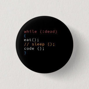 Badge Rond 2,50 Cm Programme Eat Code Sleep