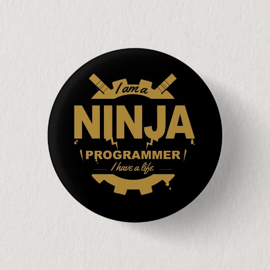 Badge Rond 2,50 Cm programmeur à bouton épingle - je suis un ninja (Devant)