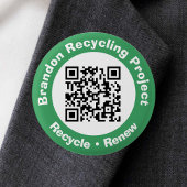 Badge Rond 2,50 Cm Projet de recyclage QR Code Recycle & Renouveler.