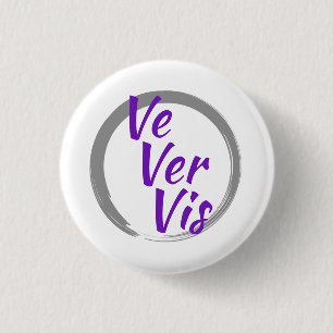 Badge Rond 2,50 Cm Pronoms Ve Ver Vis avec cercle de pinceau gris