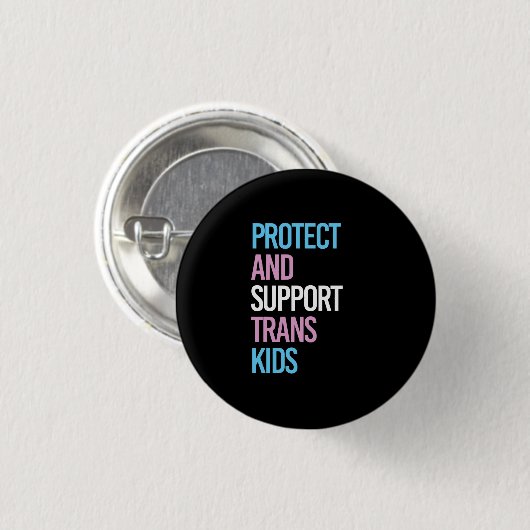 Badge Rond 2,50 Cm Protéger et soutenir les enfants trans (Devant & derrière)