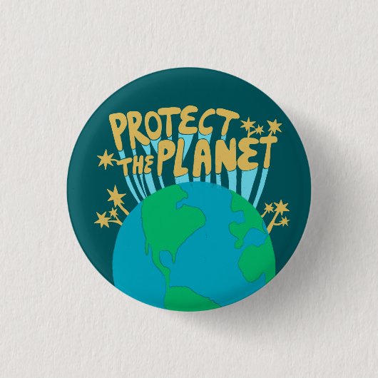 Badge Rond 2,50 Cm PROTÉGER LA PLANÈTE SAVE EARTH Eco Green (Devant)