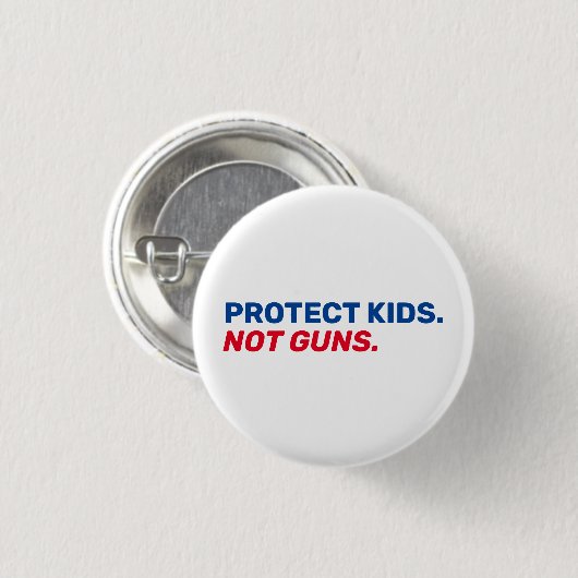 Badge Rond 2,50 Cm Protéger les enfants Pas d'armes rouge blanc et bl (Devant & derrière)