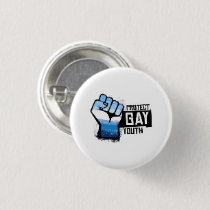 Badge Rond 2,50 Cm Protéger les jeunes homosexuels - Pride bleue