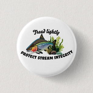 Badge Rond 2,50 Cm Protéger l'intégrité du cours d'eau Truite arc-en-
