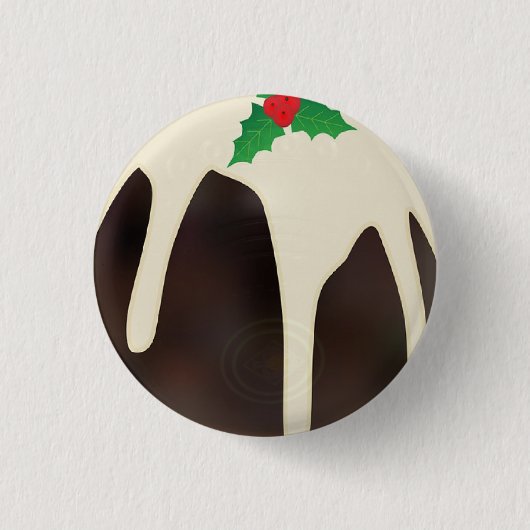 Badge Rond 2,50 Cm Pudding de Noël aux pelouses, (Devant)