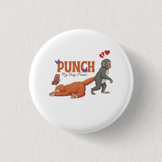 Badge Rond 2,50 Cm Punch‑kun & Plush Monkey – Kawaii for Kids (Devant)