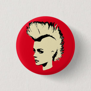 Badge Rond 2,50 Cm Punk Girl - impression bichrome