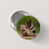Badge Rond 2,50 Cm Pups de loup gris se déplaçant (Devant & derrière)
