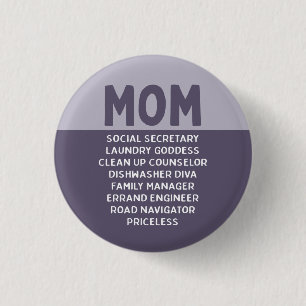 Badge Rond 2,50 Cm Purple Funny Maman plaisante La vie de maman