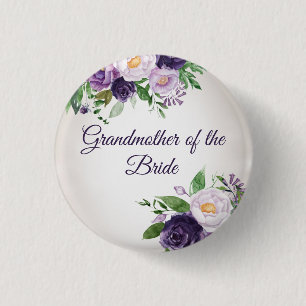 Badge Rond 2,50 Cm Purple Lavande Florale Verdure Grand-mère Mariée