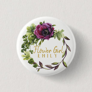 Badge Rond 2,50 Cm Purple Peony Flower Nom de la fille ID456