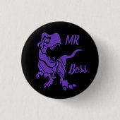 Badge Rond 2,50 Cm Purple Trex le Boss Dino (Devant)