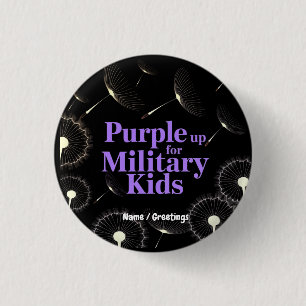 Badge Rond 2,50 Cm Purple Up for Military Kids Dandelion Show Support