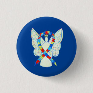 Badge Rond 2,50 Cm Puzzle Angel Sensibilisation sur l'autisme Ruban A