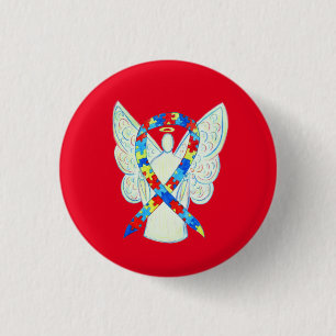 Badge Rond 2,50 Cm Puzzle Angel Sensibilisation sur l'autisme Ruban A