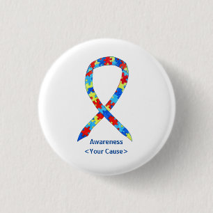 Badge Rond 2,50 Cm Puzzle Awareness Ruban Custom Art Pins