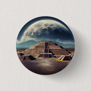 Badge Rond 2,50 Cm Pyramide de la Lune, Teotihuacan, Mexique Voyage