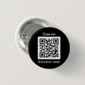 Badge Rond 2,50 Cm QR Code Business Logo Professionnel Noir Moderne (Devant & derrière)