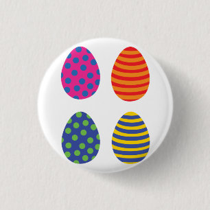 Badge Rond 2,50 Cm Quatre Oeufs de Pâques colorés