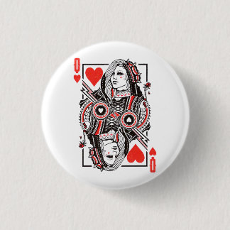 Badge Rond 2,50 Cm Queen of Hearts Surdimensionné Graphisme, Jouer de