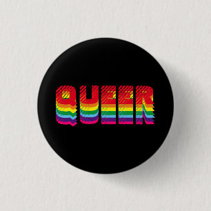 Badge Rond 2,50 Cm Queer gay pride lgbtq arc-en-ciel typographie rétr