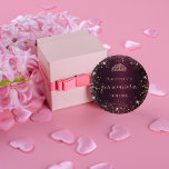 Badge Rond 2,50 Cm Quinceanera burgundy rose gold tiara name script<br><div class="desc">For an elegant Quinceañera, 15th birthday. A burgundy background color. Decorated with rose gold faux glitter dust and a tiara, crown. Personalize and add a name, age and a date. Quinceañera is written with a modern hand lettered style script with swashes. Can be used both as party favors or as...</div>