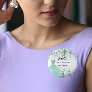 Badge Rond 2,50 Cm Quinceanera eucalyptus bois vert