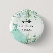 Badge Rond 2,50 Cm Quinceanera eucalyptus bois vert (Devant)