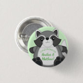 Badge Rond 2,50 Cm Raccoon Baby shower vert (Devant & derrière)