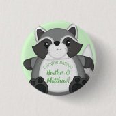 Badge Rond 2,50 Cm Raccoon Baby shower vert (Devant)