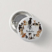 Badge Rond 2,50 Cm Race de chien amusant Animaux de compagnie Chien N (Devant & derrière)