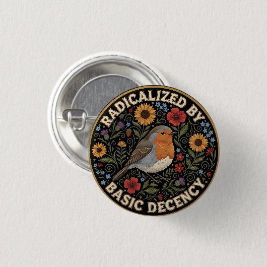 Badge Rond 2,50 Cm Radicalized by Basic Decency Birds lovers (Devant & derrière)