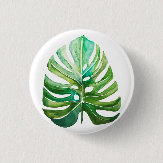 Badge Rond 2,50 Cm Rage sur le bouton de feuille de Monstera (Devant)
