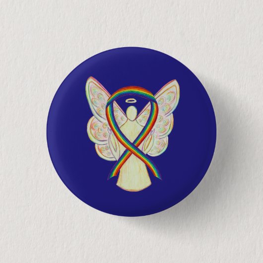 Badge Rond 2,50 Cm Rainbow Angel Sensibilisation Ruban Pièces d'art p (Devant)