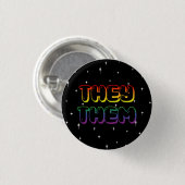 Badge Rond 2,50 Cm Rainbow Galaxy They /Them Pronouns (Devant & derrière)
