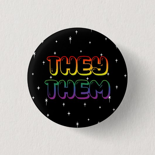 Badge Rond 2,50 Cm Rainbow Galaxy They /Them Pronouns (Devant)