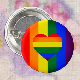 Badge Rond 2,50 Cm Rainbow Heart & Pride Rainbow Flag / communauté LG