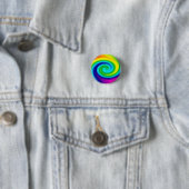 Badge Rond 2,50 Cm Rainbow Swirl Art Design Abstrait (En situation)