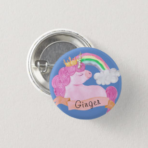 Badge Rond 2,50 Cm 🌈 Rainbow Unicorn Nom personnalisé