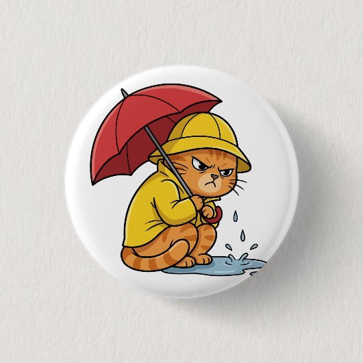 Badge Rond 2,50 Cm Rainy Cat Mood Button (Devant)