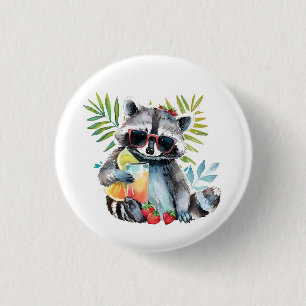 Badge Rond 2,50 Cm Raton laveur d'été en lunettes de soleil