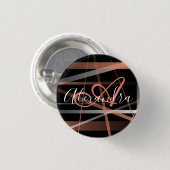Badge Rond 2,50 Cm Rayures modernes Abstrait Coral Motif Monogramme (Devant & derrière)