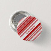 Badge Rond 2,50 Cm Rayures rouges et blanches de sucrerie de menthe (Devant & derrière)